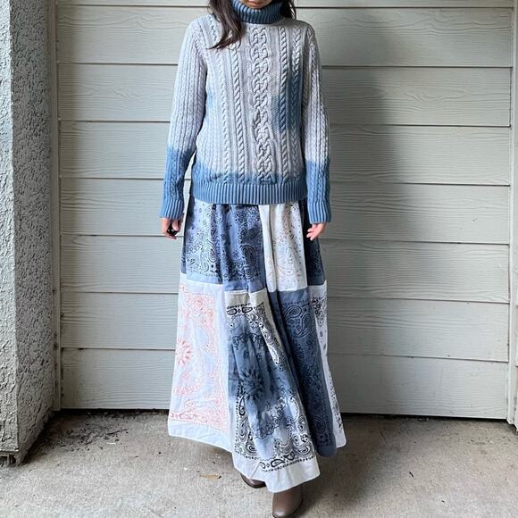 Reworked Handmade Tie Dye Indigo Croft&Barrow Chunky Turtleneck Sweater. -CA4 - Picture 11 of 12
